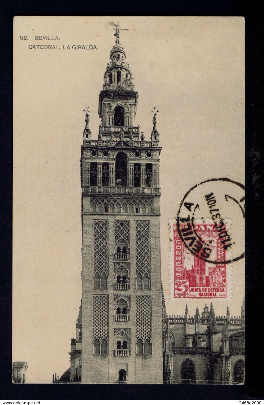 SEVILHA "Catedral - La Giralda" Cathedral église Church Monuments 1937 Spain Maximum Cards Mc703 - Maximum Cards