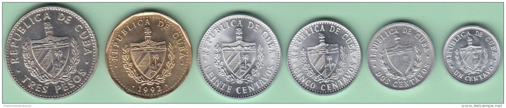 BK-SET-127 CUBA 1992-2012 SERIE DE MONEDAS CIRCULANTE. 1c-1$ ALUMINIO. CU-NI. UNC. - Cuba