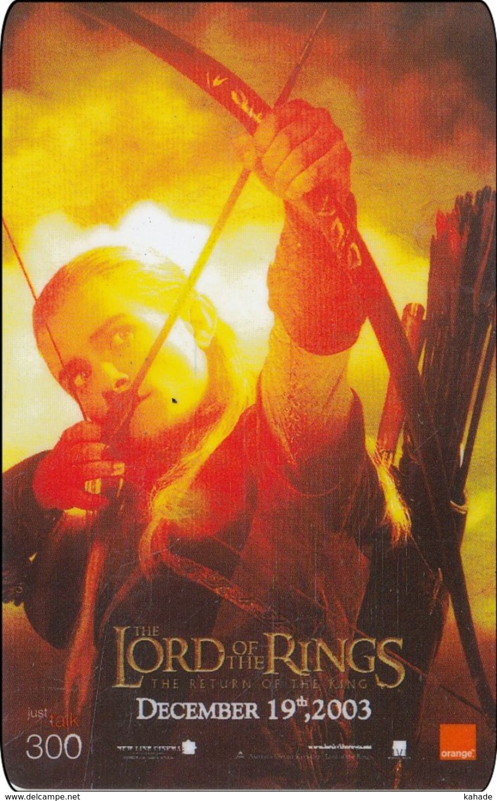 Thailand  Phonecard Orange - Lord Of The Rings Movie - Kino