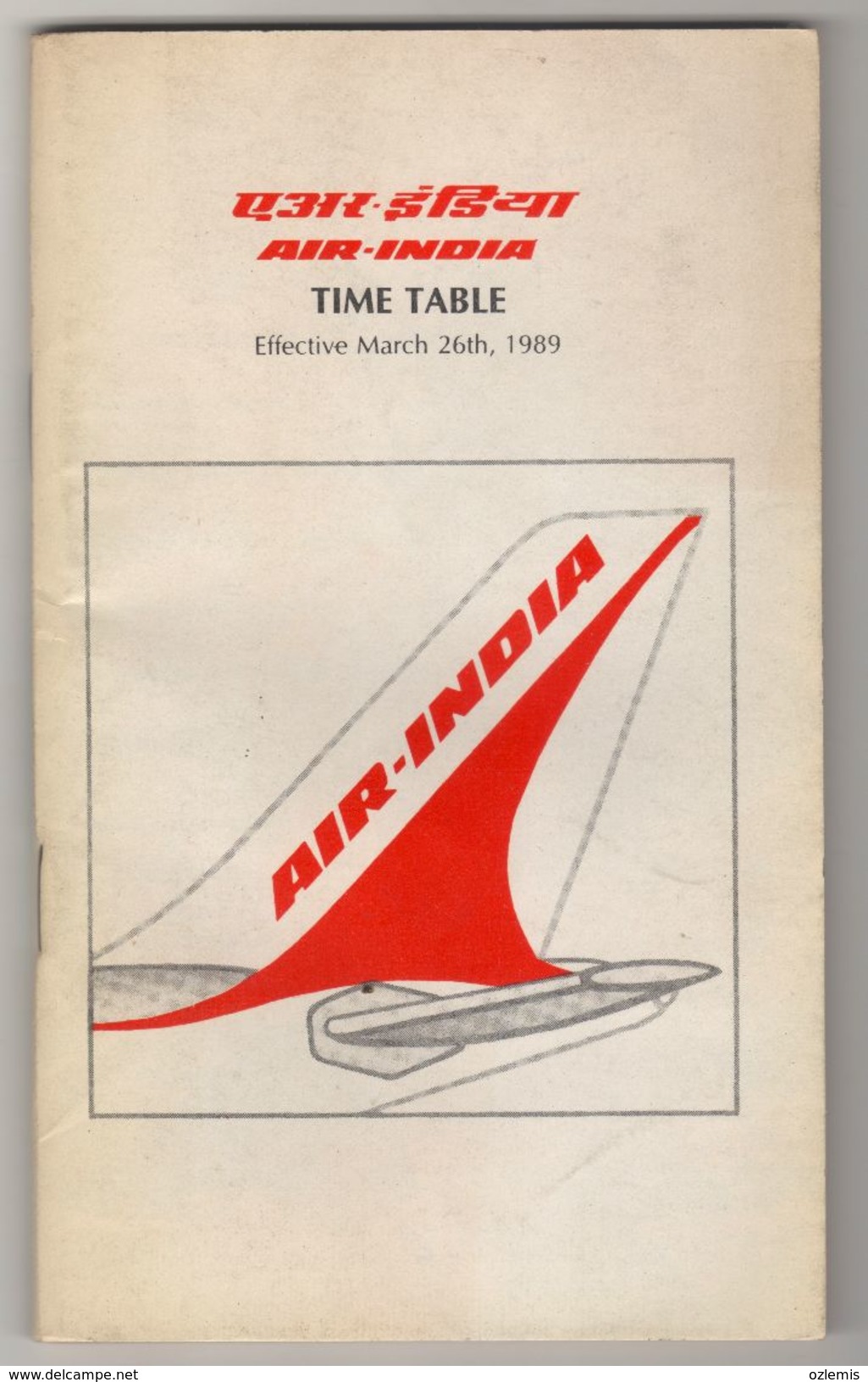 AIR INDIA AIRLINES TIMETABLE 1989 - Tijdstabellen