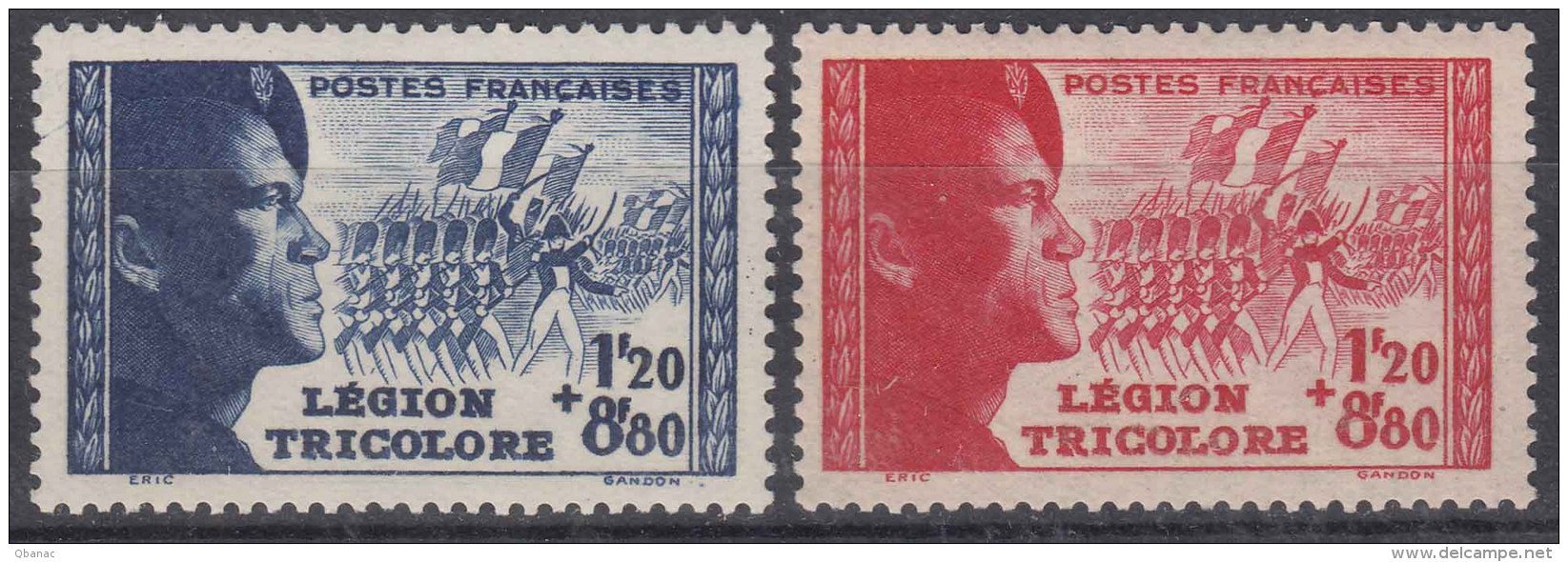 France 1942 Legion Tricolore Yvert#565-566 Mint Hinged (avec Charnieres) - Neufs