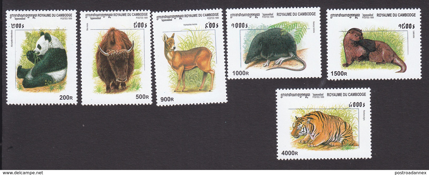 Cambodia, Scott #1910-1915, Mint Hinged, Wildlife, Issued 1999 - Cambodge