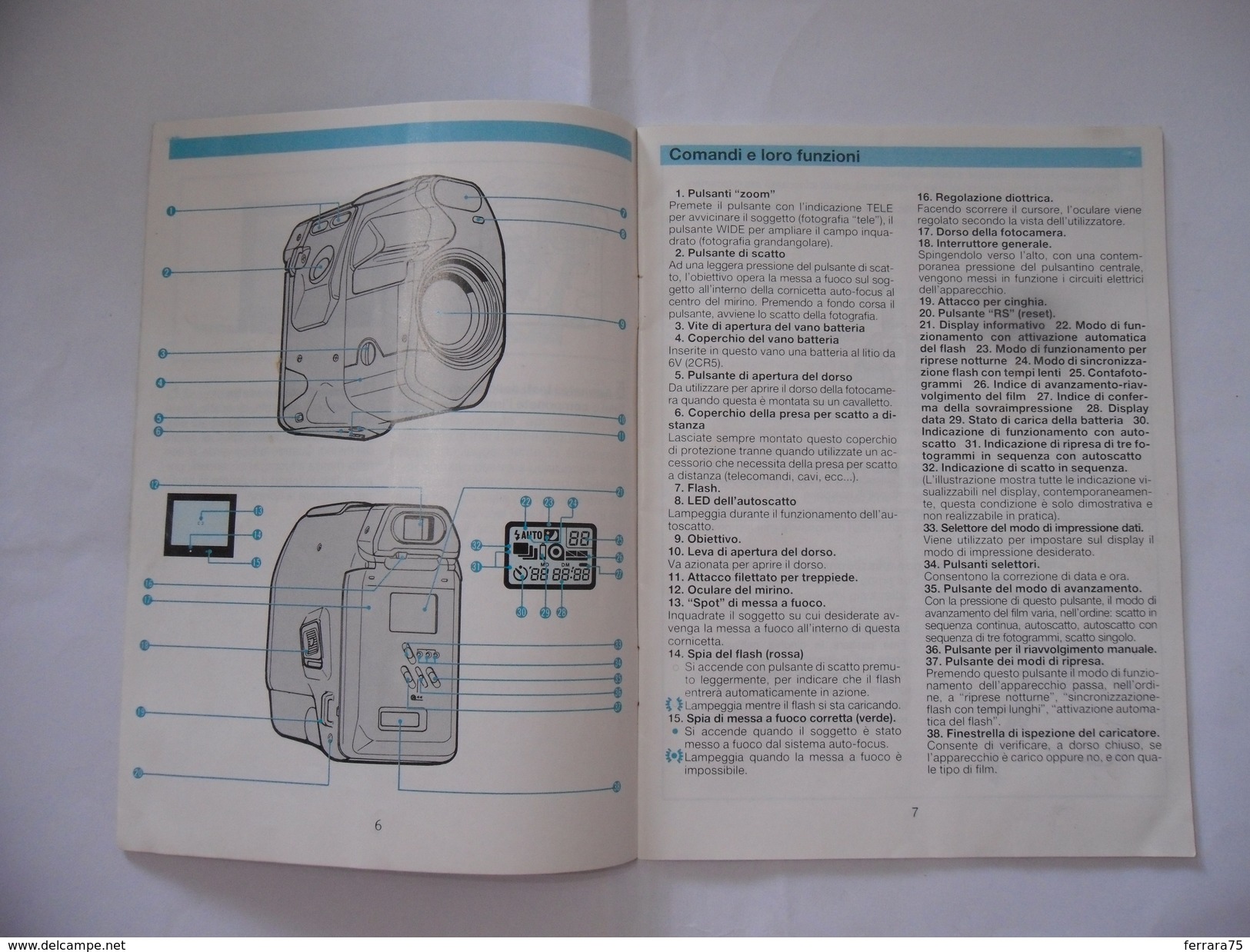 MANUALE D'ISTRUZIONE IN ITALIANO PER MACCHINA FOTOGRAFICA YASHICA SAMURAI X 3.0 - Materiale & Accessori