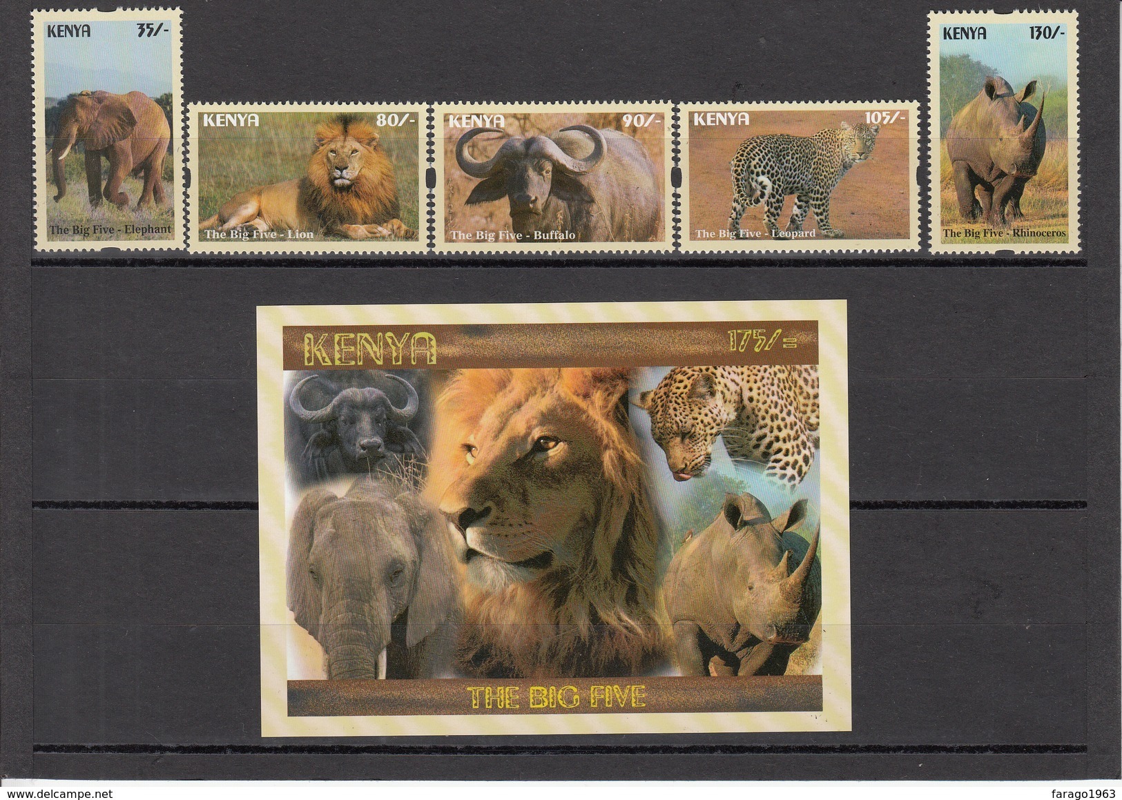 2017 Kenya NEW ISSUE! The Big 5 - May 10 - Lion Leopard Elephant Rhino Buffalo Complete Set Of 5 And Souvenir Sheet MNH - Kenya (1963-...)