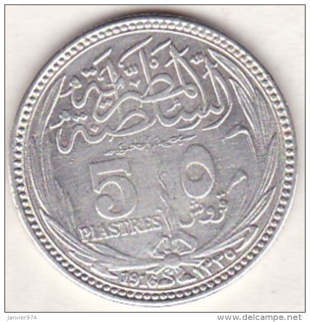 Egypte. 5 Piastres AH 1335 &ndash; 1916. Sultan Hussein Kamil. Argent .KM# 318.1 - Egypte