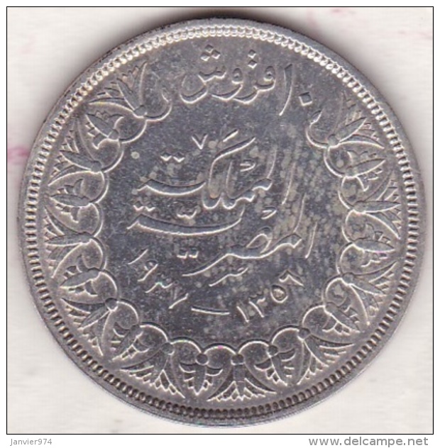 Egypte. 10 Piastres AH 1356 &ndash; 1937. Roi Farouk. Argent.  KM# 367 - Egypte