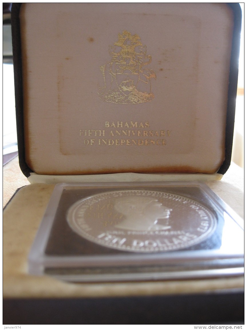 BAHAMAS. 10 DOLLARS 1978 Silver Proof, Anniversary Of Independence, Prince Charles. KM# 78.1 - Bahamas