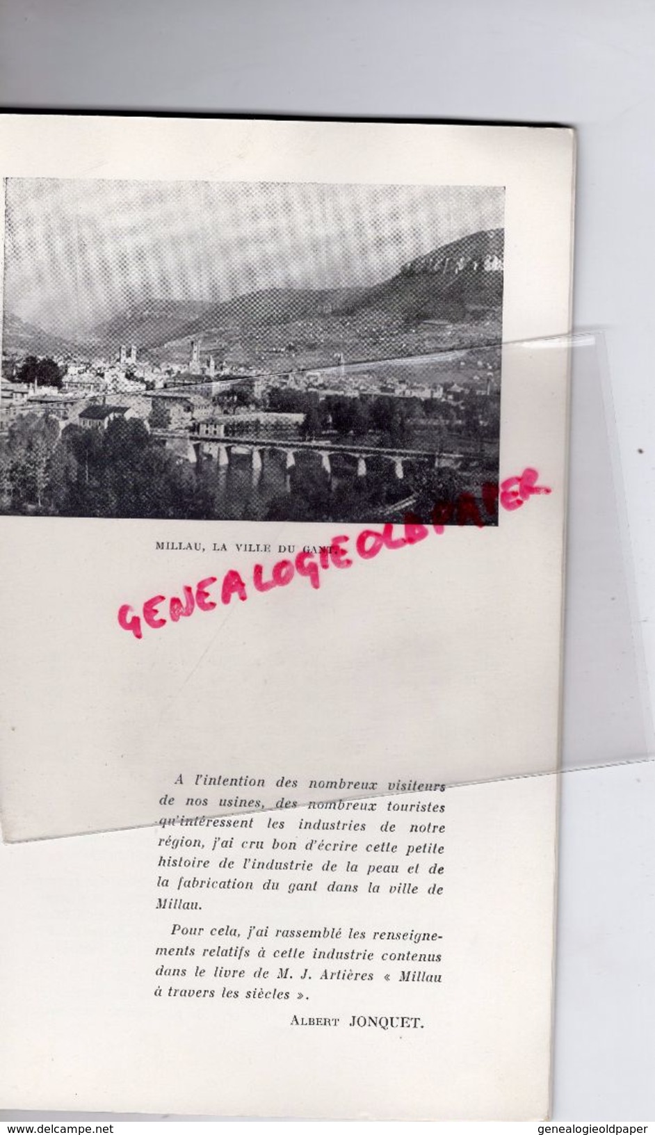 12 - MILLAU - ALBERT JONQUET-HISTOIRE INDUSTRIE PEAU ET GANT- GANTERIE MEGISSERIE PEAUSSERIE- IMPRIMERIE ARTIERES MAURY - Midi-Pyrénées