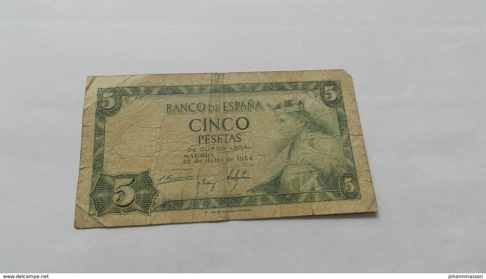 Billet  Cinco  Peseta  Numéros  F9829544 - 5 Pesetas