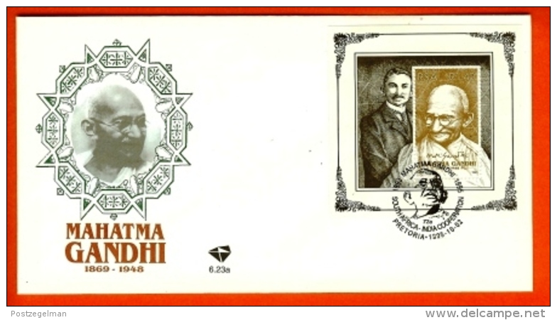 RSA, 1995, Mint F.D.C., MI 6-23a, Block 38, Mahatma Ghandi - Brieven En Documenten