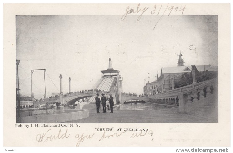 Coney Island New York, Dreamland 'Chutes', C1900s Vintage Postcard - Brooklyn