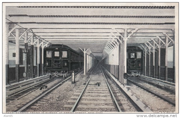 New York City, Subway Tunnel At Spring Street Lower Manhattan, C1900s/10s Vintage Detroit Publishing Postcard - Trasporti