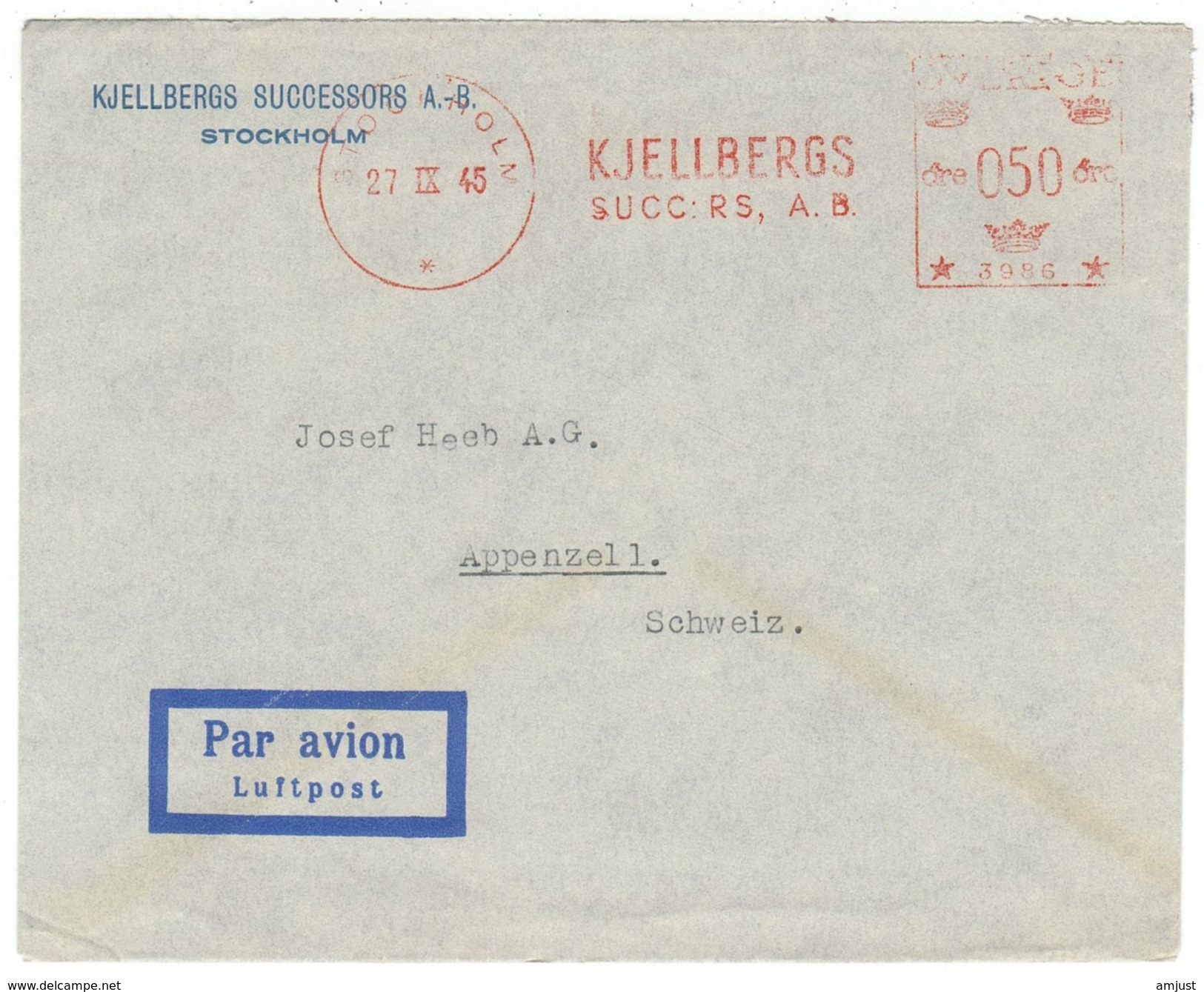 Suède // 1945 //  Lettre  Pour La Suisse - Lettres & Documents