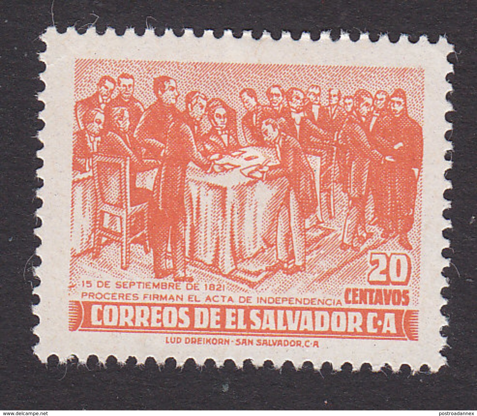 El Salvador, Scott #641, Mint Hinged, Signing Of Act Of Independence, Issued 1953 - El Salvador