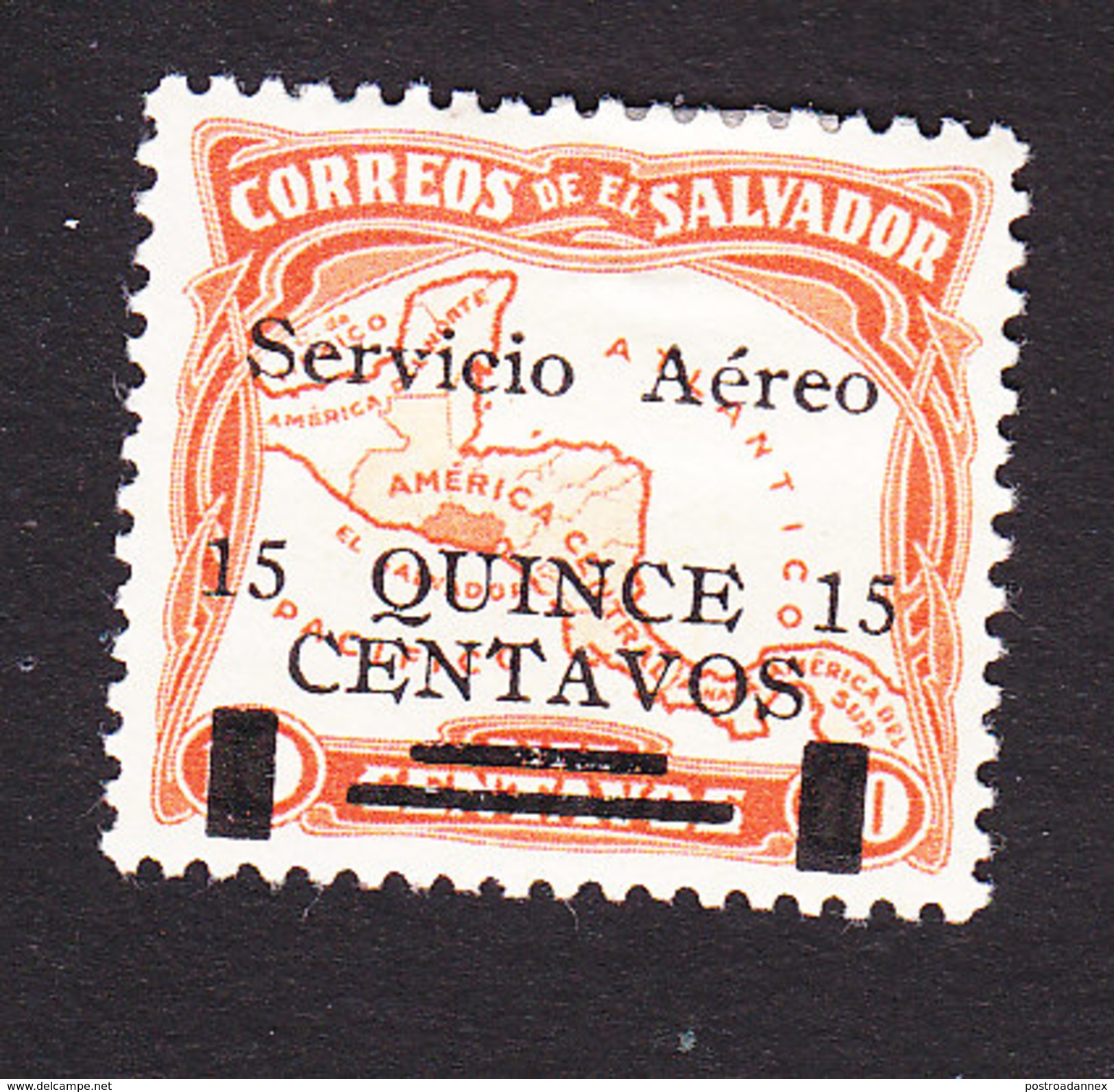 El Salvador, Scott #C3, Mint Hinged, Map Surcharged, Issued 1929 - El Salvador