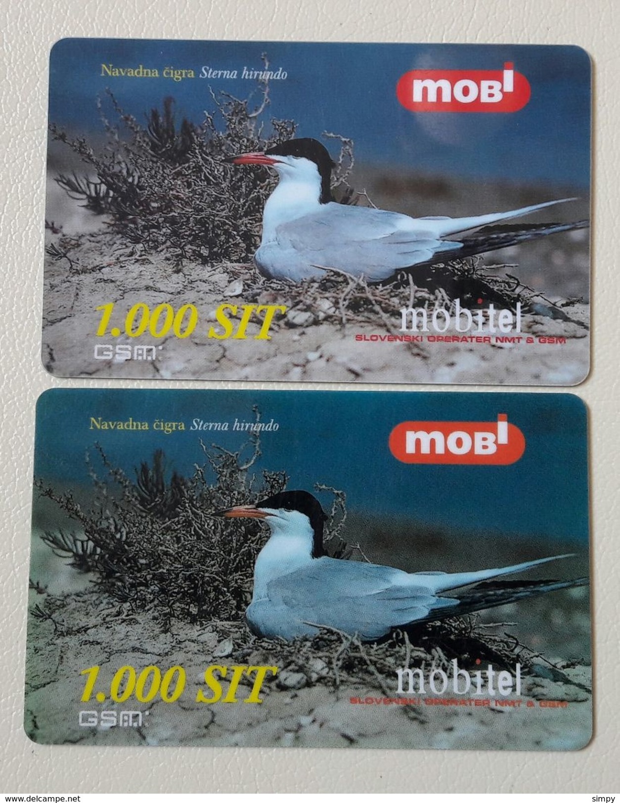 SLOVENIA Bird, Common Tern Navadna Cigra  Light & Dark Prepaid Phonecards 31.1.2001 - Passereaux