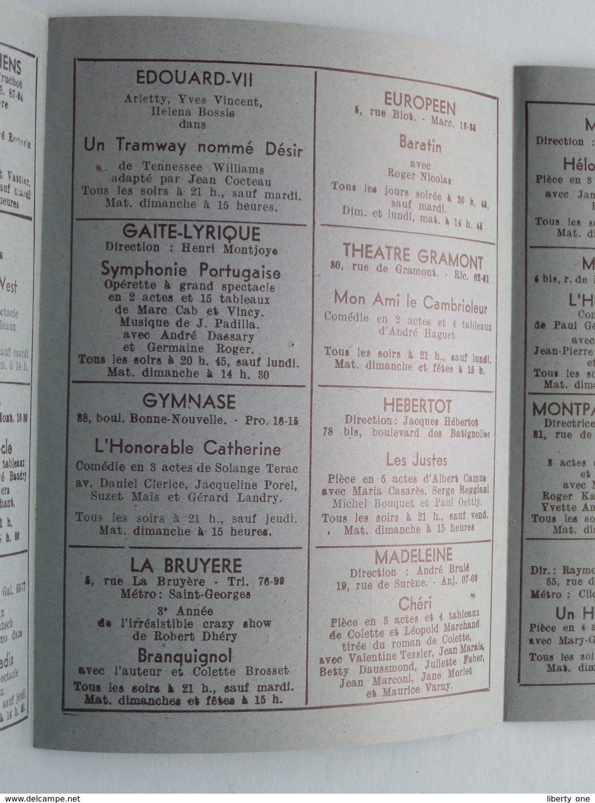 38 Spectacles De PARIS Théatres - Music Anno 1950 ( Folder / Pliant : Voir Photo ) Pub. Champagne De Castellane ! - Dépliants Touristiques