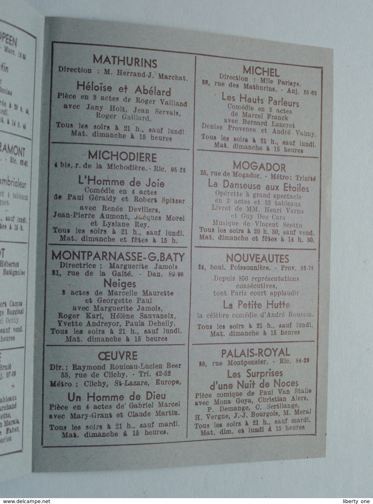 38 Spectacles De PARIS Théatres - Music Anno 1950 ( Folder / Pliant : Voir Photo ) Pub. Champagne De Castellane ! - Dépliants Touristiques