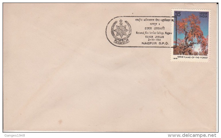 India  1981  National Fire Service College  NAGPUR  Special Cancellation Cover  AS PER SCAN  #  00625  D  Inde  Indien - Sapeurs-Pompiers
