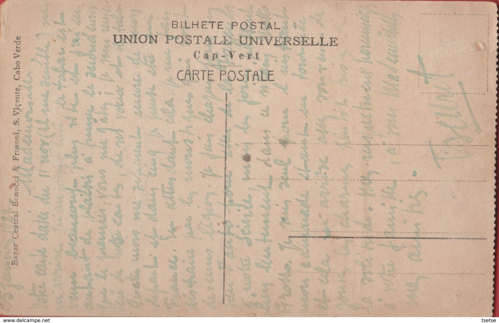 Cape Vert / Cabo Verde - Largo Da Praçinha - S. Viçente - 1922 ( Voir Verso ) - Cape Verde