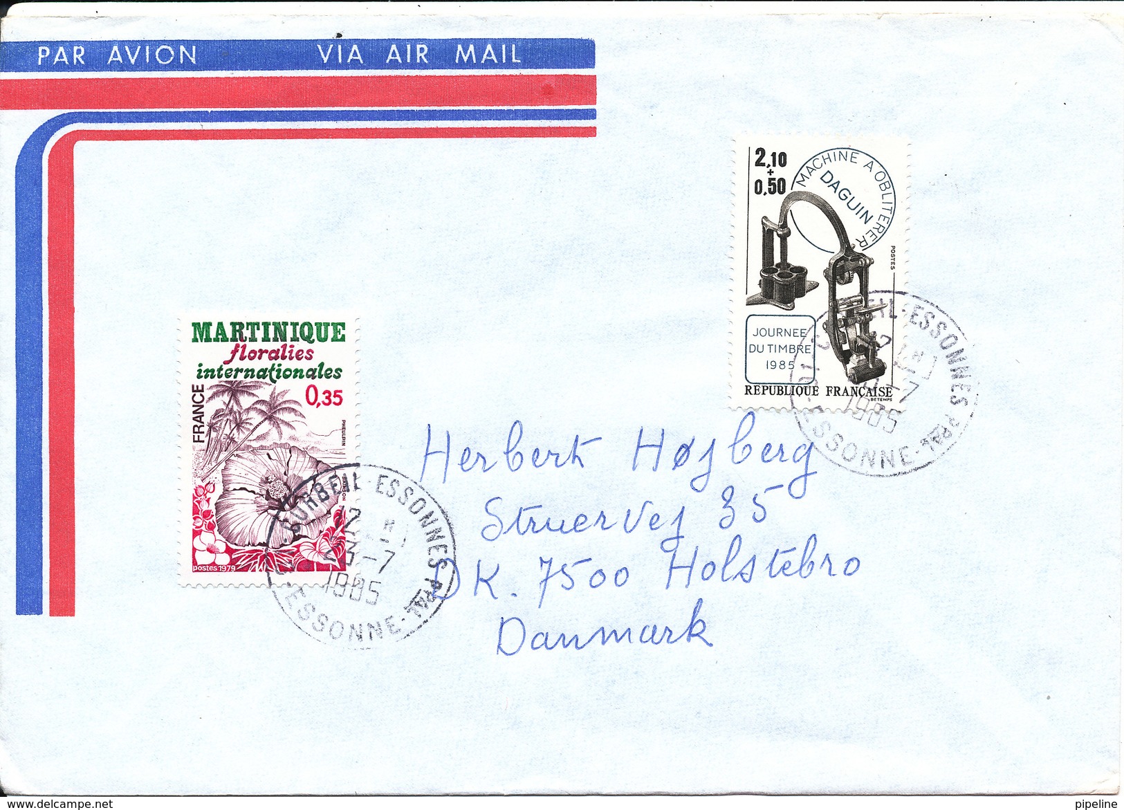 France Air Mail Cover Sent To Denmark 23-7-1985 - 1960-.... Covers & Documents