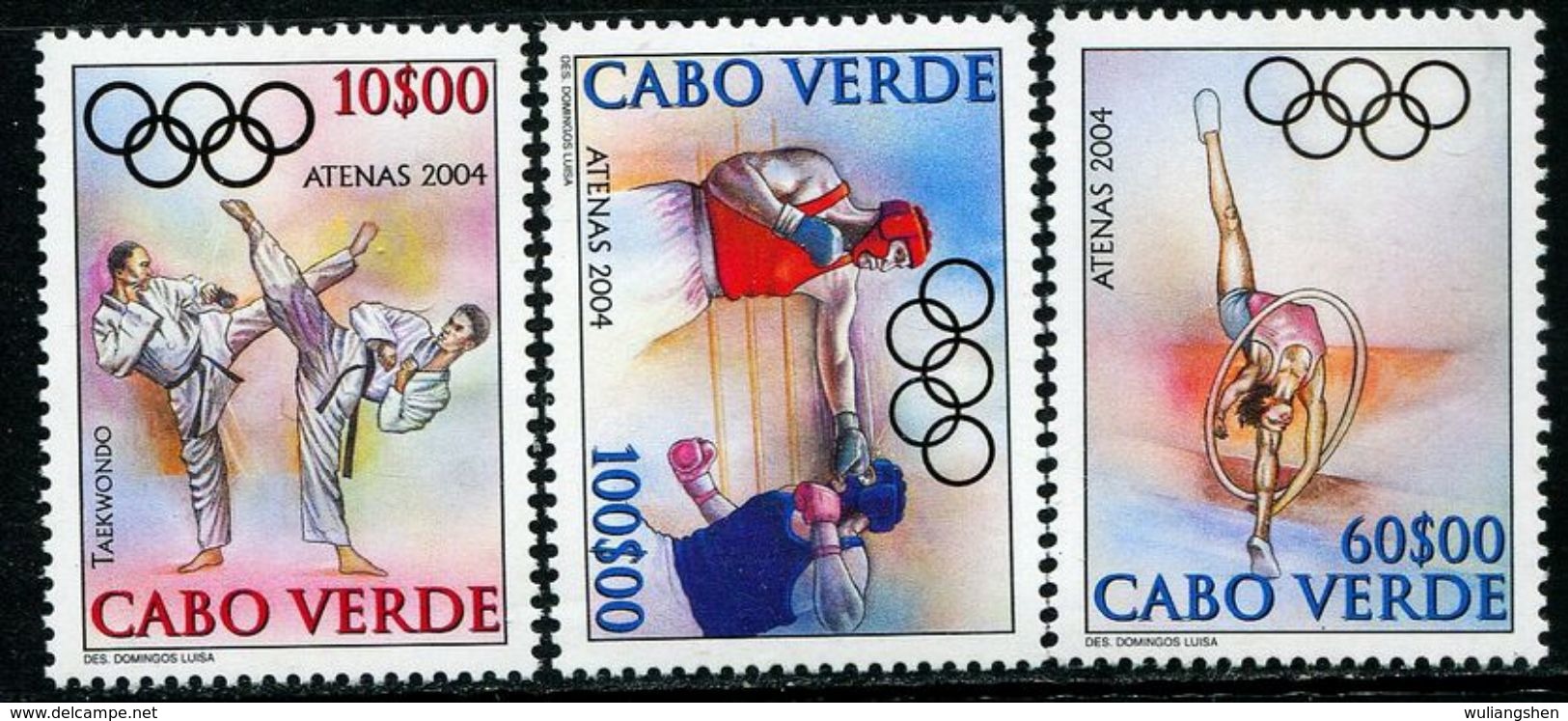 AT3543 Cape Verde 2004 Olympic Games Boxing Taekwondo 3V MNH - Sommer 2004: Athen