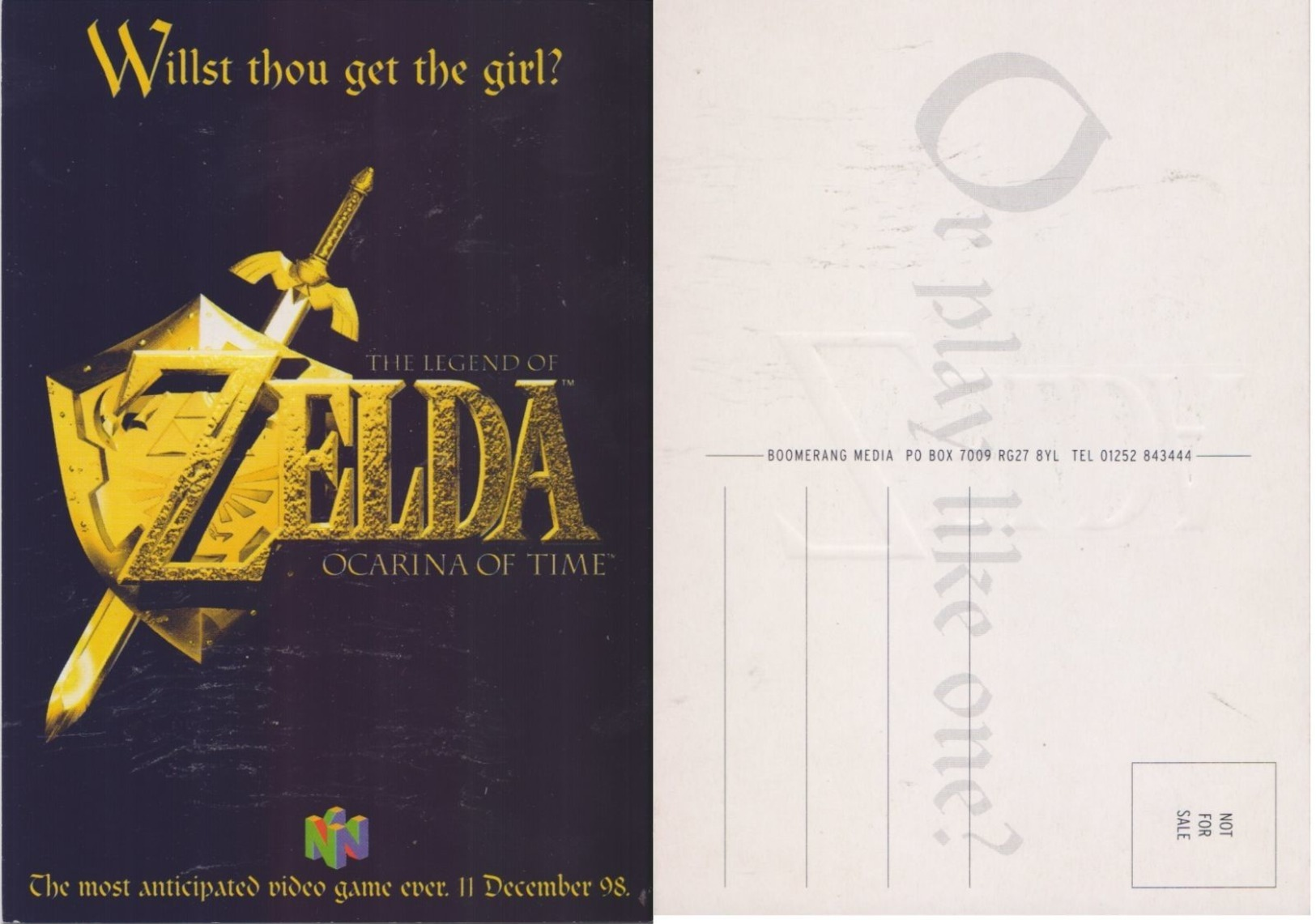 Cartolina - The Legend Of Zelda. Ocarina Of Time. Uscita Videogioco - Altri & Non Classificati