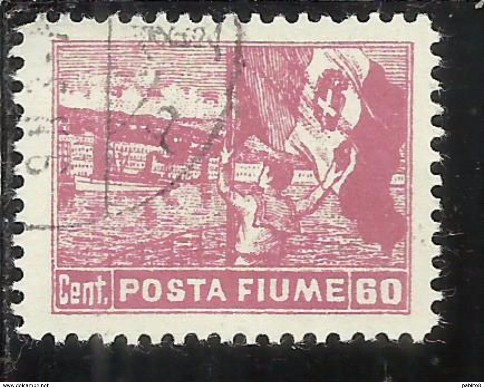 FIUME 1919 ALLEGORIE E VEDUTE POSTA FIUME 60 CENT. TIMBRATO USED OBLITERE' - Fiume