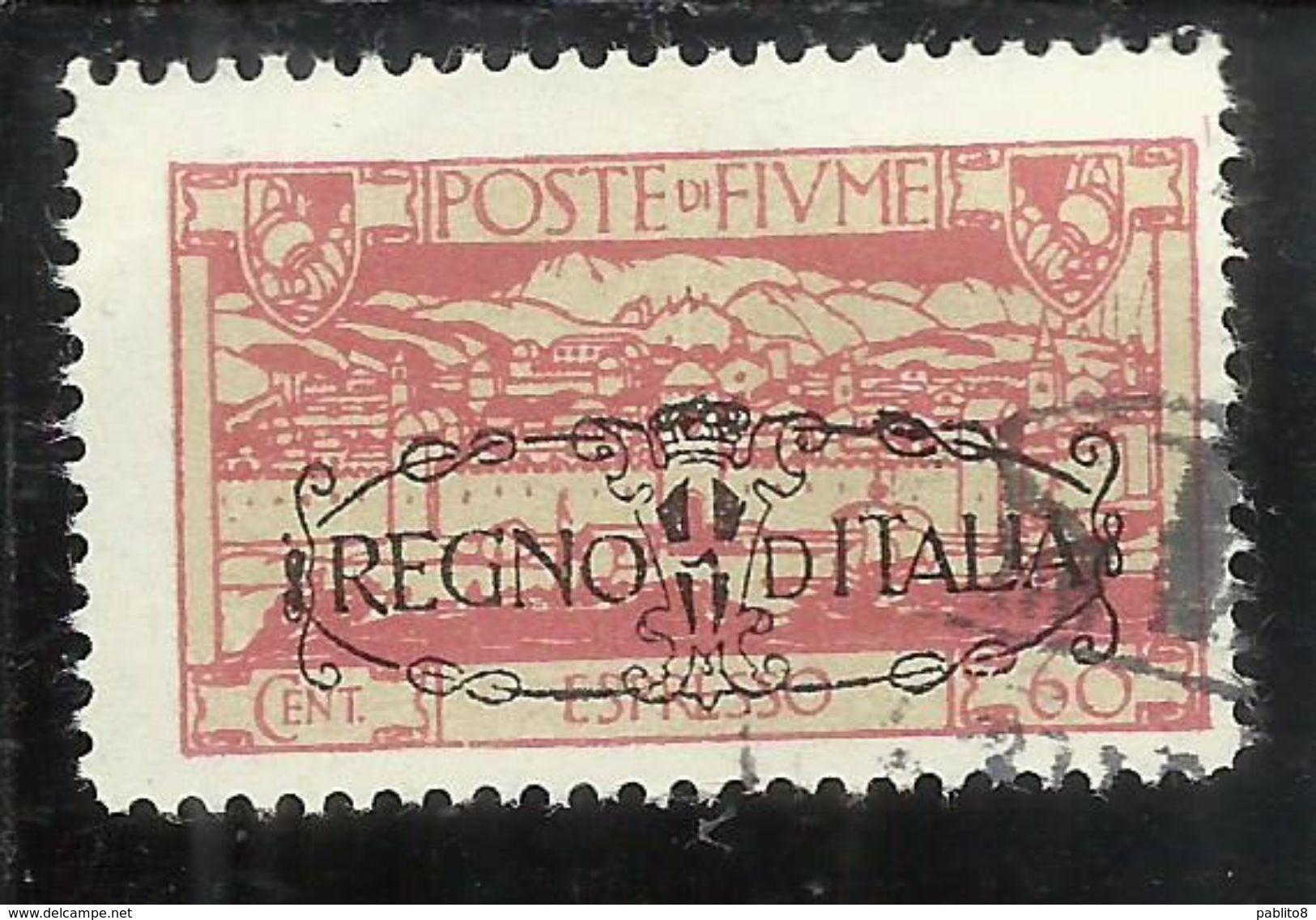 FIUME 1924 SAN VITO SOPRASTAMPATO OVERPRINTED ANNESSIONE ALL´ITALIA ESPRESSO SPECIAL DELIVERY CENT. 60 USATO USED OBLIT - Fiume