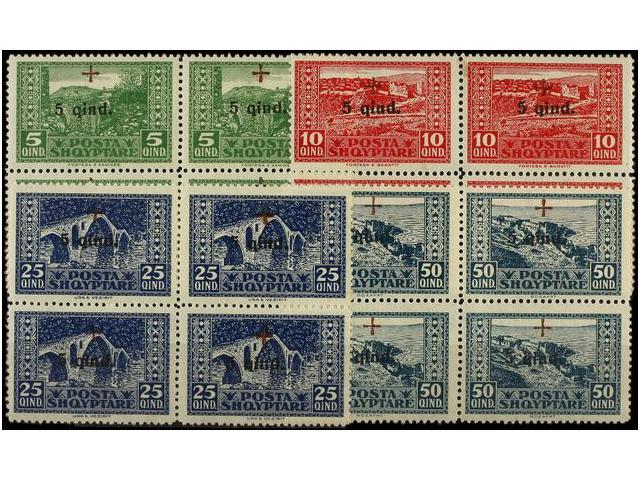 ** ALBANIA. Mi.96/99 (4). 1924. SERIE COMPLETA En Bloques De Cuatro. LUJO. Cat. 400&euro;. - Altri & Non Classificati