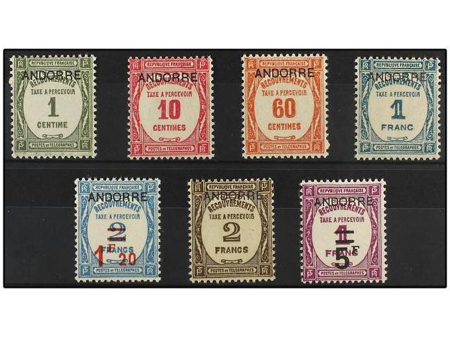 ** ANDORRA: ANDORRA FRANCESA. Yv.T-9/15. 1931-32. Complete Set, Never Hinged. Yvert.1.270&euro;. - Autres & Non Classés