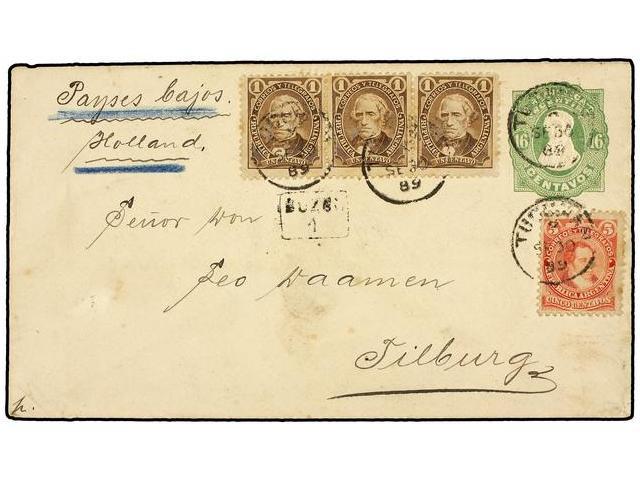 ARGENTINA. 1899. TUCUMAN A HOLANDA. Entero Postal De 16 Ctvos. Verde Con Franqueo Adicional De 1 Ctvo. Castaño (3) Y 5 C - Otros & Sin Clasificación