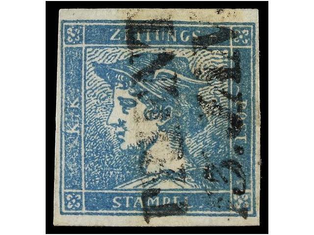 ° AUSTRIA. Mi.6Ig. 1851. 0,60 Kr. Blue Ribbed Paper. FINE. Michel.280&euro;. - Otros & Sin Clasificación