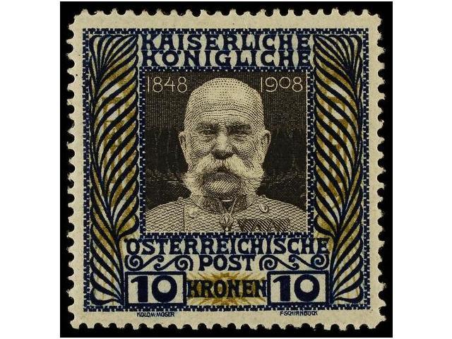 * AUSTRIA. Mi.156. 1908. 10 Kr. Light Hinged. Michel.230&euro;. - Other & Unclassified