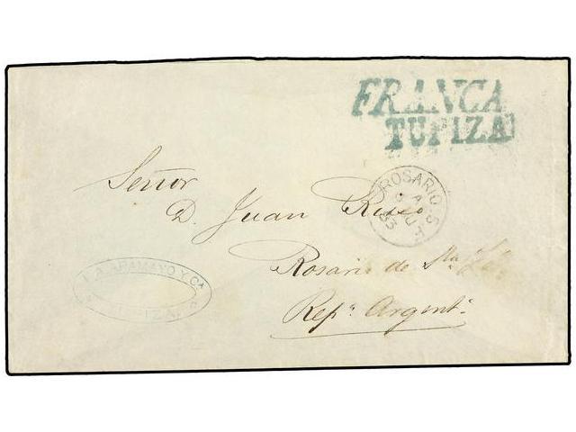 BOLIVIA. 1883 (8 Junio). TUPIZA A ROSARIO (Argentina). Marca FRANCA/TUPIZA Uso Provisional Por Falta De Sellos. Circulad - Autres & Non Classés