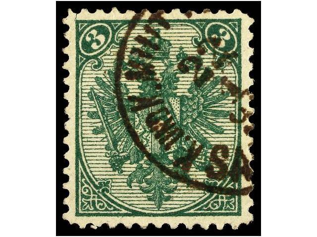 ° BOSNIA-HERZEGOVINA. Fe.4Ie. 1879. 3 Kr. Deep Green, Perf. 11 1/2. Very Fine. Cat. 190&euro;. - Autres & Non Classés