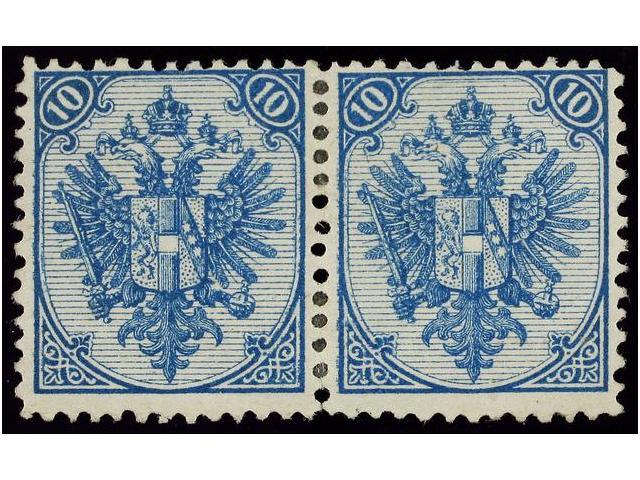 * BOSNIA-HERZEGOVINA. Fe.6Ib. 1879. 10 Kr. Milk Blue, Perf. 12, Pair. Fresh And Fine. Ferchenbauer.640&euro;. - Autres & Non Classés