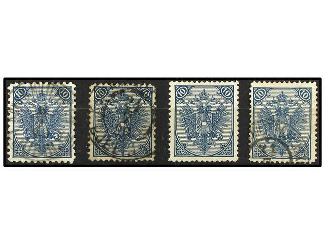 */° BOSNIA-HERZEGOVINA. Fe.6 II. 1880. 10 Kr. Blue CROSS VARIETY. Perf. 10 1/2 And 11 1/2, Used And Perf. 12 1/2 Mint An - Autres & Non Classés
