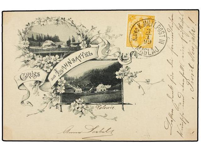 BOSNIA-HERZEGOVINA. Mi.2II. 1899. MAGLAU To DRESDEN. Postcard Franked By 2 H. Yellow. - Autres & Non Classés
