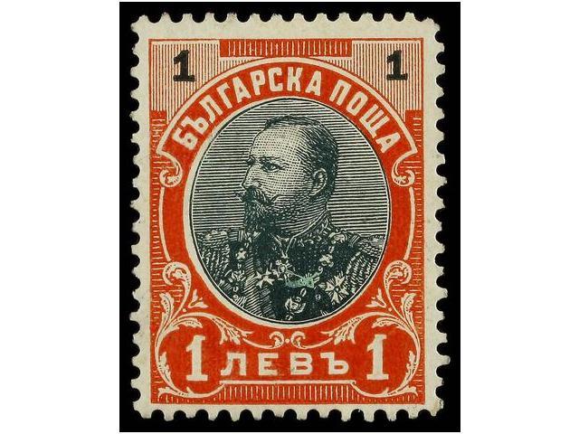 * BULGARIA. Mi.59II. 1901. 1 Leva Black And Red. Type II. Cat. 110&euro;. - Autres & Non Classés