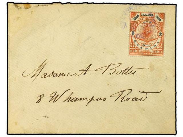 CHINA. 1893. Local Mail Envelope To WHAMPOO Bearing 2 Cent Red (SG 176) And Black Tied By SHANGHAI LOCAL POST Datestamp - Autres & Non Classés