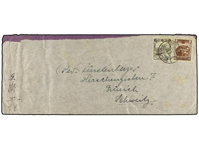 CHINA: MANCHURIA. 1944. FRENGHUANCHENG, DANISH MISSION To ZURICH. Envelope Send With Manchoukuo Stamps Of 7 F. And 15 F. - Autres & Non Classés