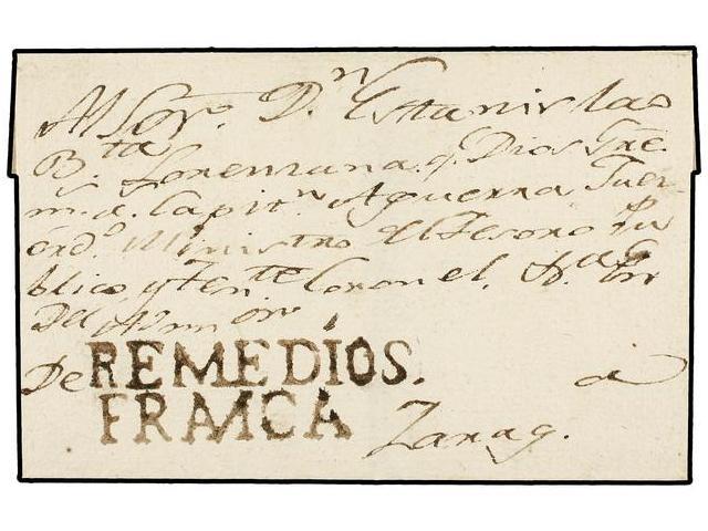 COLOMBIA. (1820 CA.). Envuelta Circulada A ZARAGOZA Dirigida Al ´Sr. Estanislao Bautista Lorenzana, Ministro Del Tesoro - Autres & Non Classés