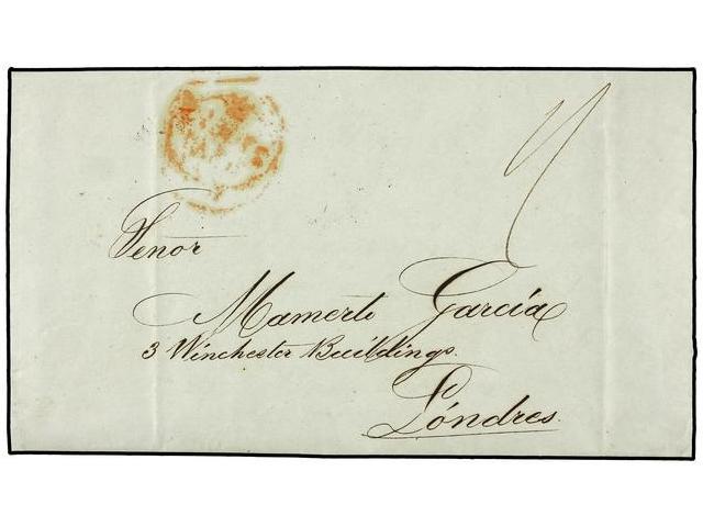 COLOMBIA. 1847. SANTA MARTA To LONDON. On Back KINGSTON-JAMAICA B.P.O. Cds. - Autres & Non Classés