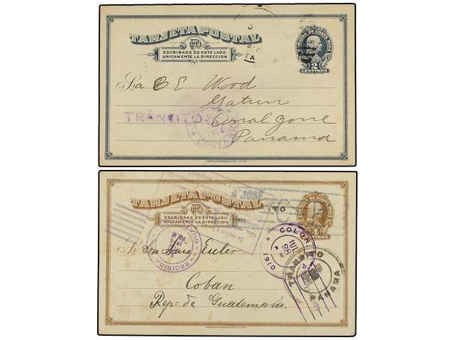 COSTA RICA. 1910-29. Cuatro Enteros Postales 2 Cts. Azul, 4 Cts. Bistre, 5 Cts. Azul Y 10 Cts. Rojo. - Autres & Non Classés