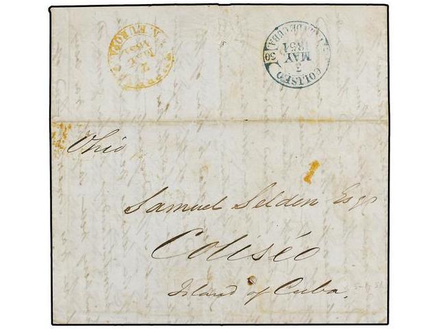 CUBA. 1851. NAPOLES (Italia) A COLISEO (Cuba). Enviada Privadamente Con La Indicacion Manuscrita ´Ohio´. Marca EMPRESA/N - Autres & Non Classés