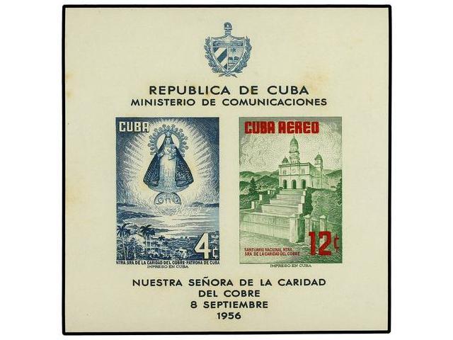 * CUBA. Ed.673ef. 1956. Hojita Bloque SIN EL COLOR AMARILLO, Leves Manchas Del Tiempo. RARÍSIMA, Menos De Una Docena Con - Autres & Non Classés