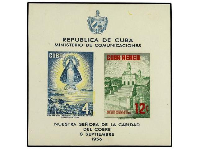 * CUBA. Ed.673. 1956. Hojita Bloque COLOR AMARILLO DESPLAZADO A LA DERECHA Y VERDE HACIA ABAJO. MUY RARA Y No Reseñada. - Autres & Non Classés