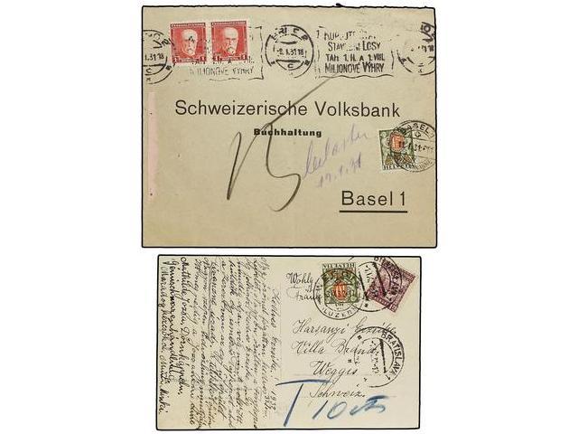 CHECOSLOVAQUIA. 1931-32. Cover And Card With Swiss Postage Due Stamps. - Autres & Non Classés