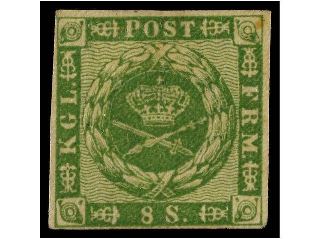 * DINAMARCA. Mi.8. 1858. 8 Sk. Green, Fresh Colour, Complete Margins. Cat. 700&euro;. - Autres & Non Classés